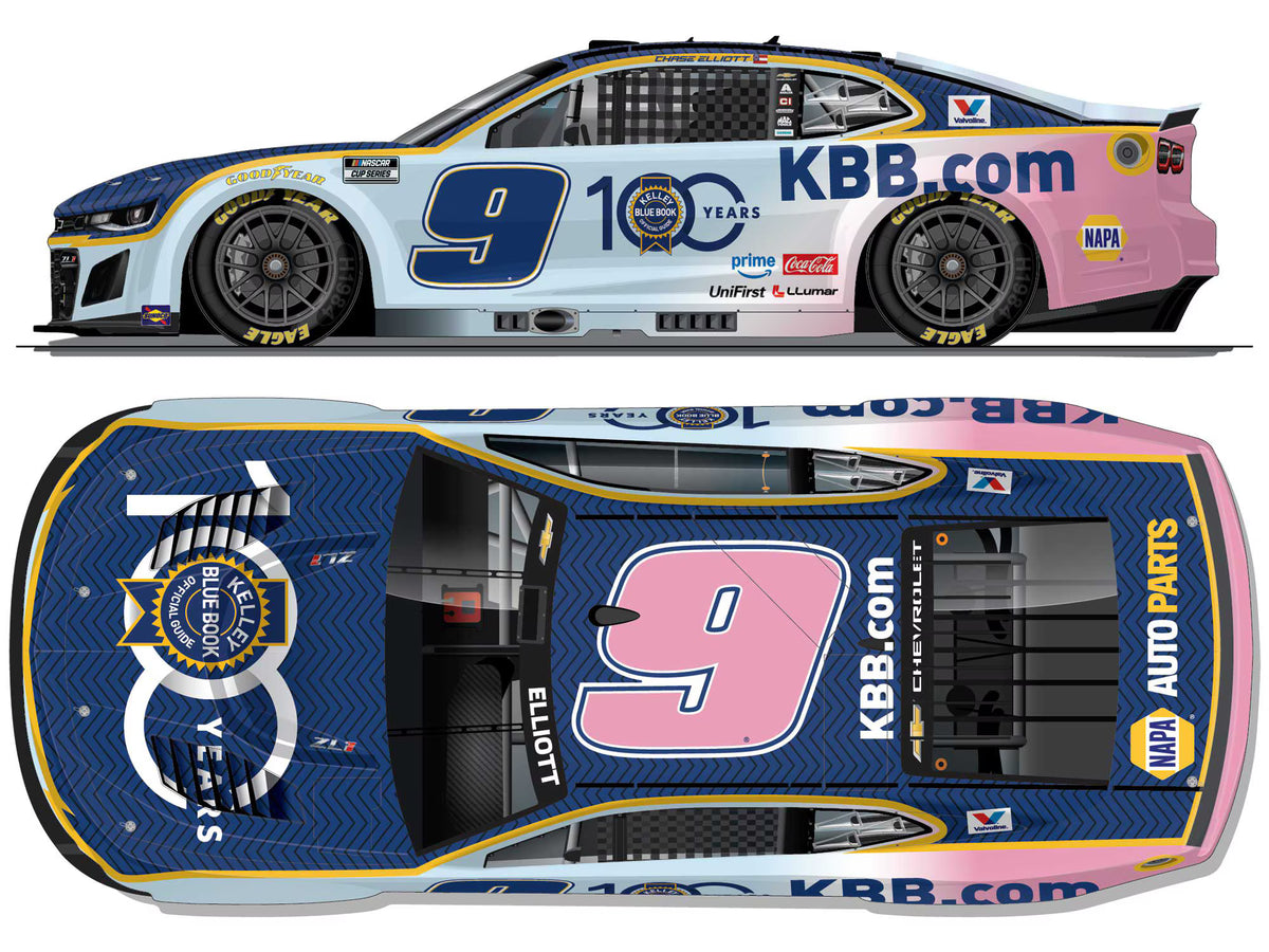 CHASE ELLIOTT 2026 KELLEY BLUE BOOK 100TH ANNIVERSARY 1:24 COLOR CHROME ARC DIECAST