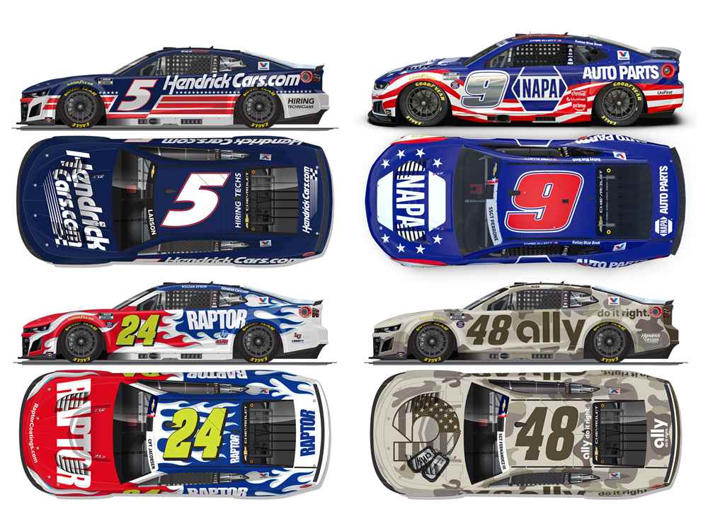 Hendrick Motorsports Patriotic 4-Car Set 1:64 Nascar Diecast