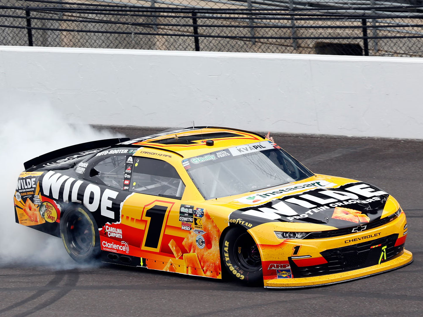 CARSON KVAPIL 2026 WILDE PROTEIN CRACKERS INDIANAPOLIS RACED WIN 1:24 AUTOGRAPHED ARC DIECAST