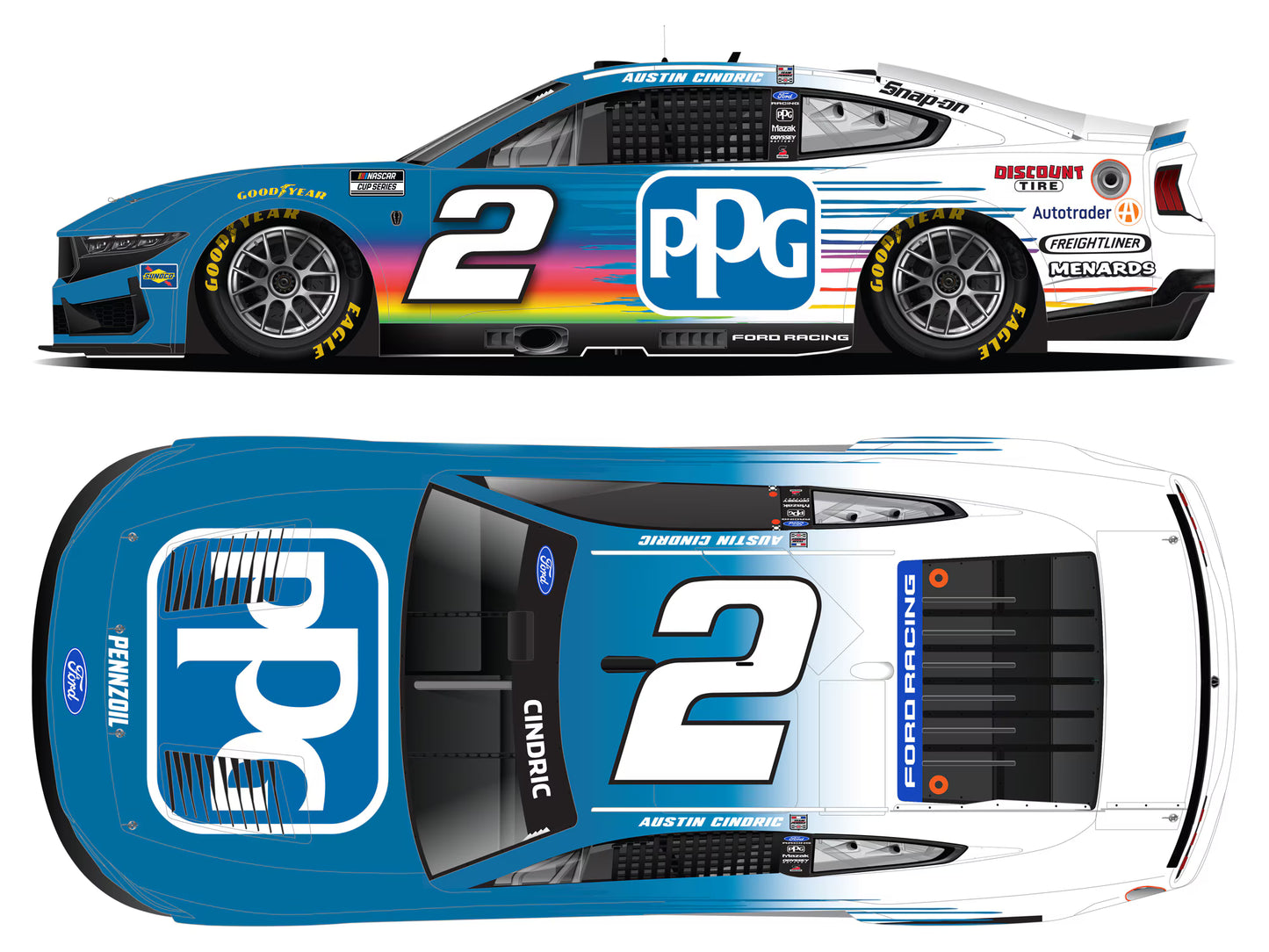 AUSTIN CINDRIC 2026 PPG 1:24 COLOR CHROME ARC DIECAST