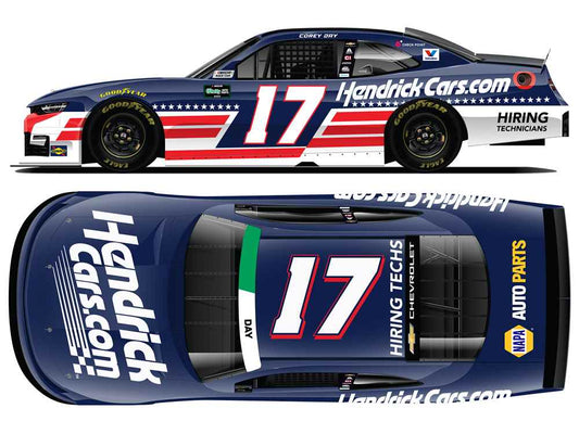 Corey Day 2026 Hendrickcars.com Patriotic 1:24 Color Chrome Nascar Diecast - O'Reilly Auto Parts Series