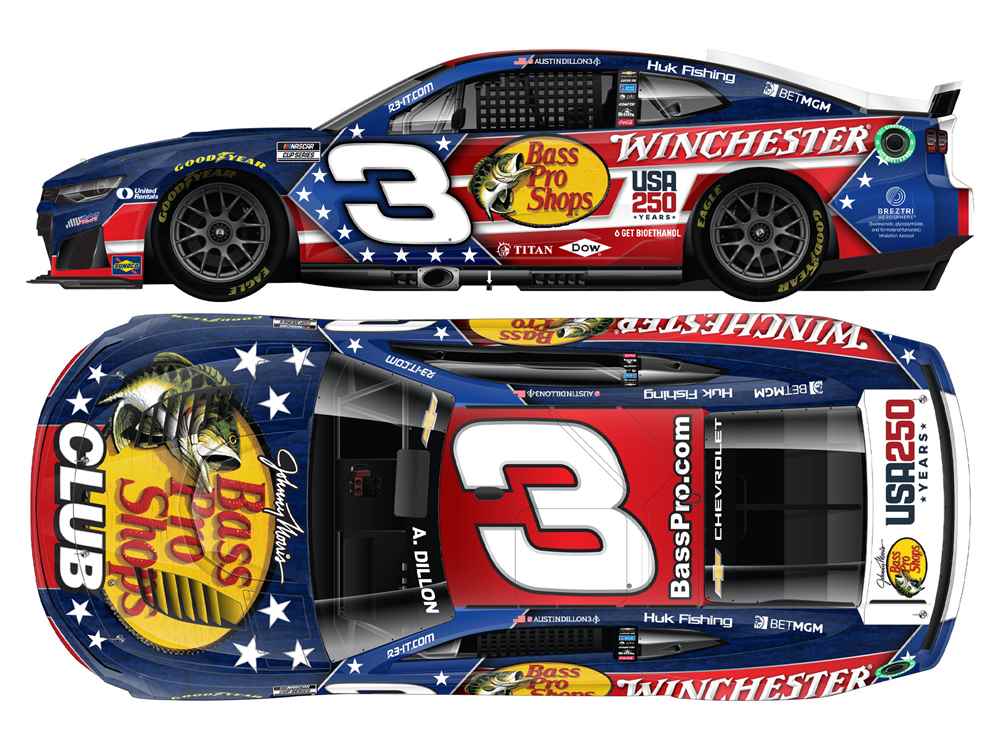 Austin Dillon 2026 Bass Pro Shops/Winchester Patriotic 1:24 Nascar Diecast