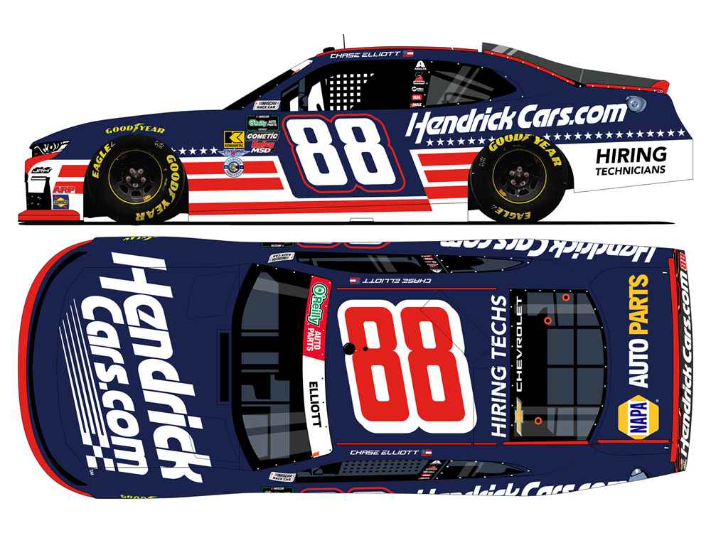 Chase Elliott 2026 HendrickCars Patriotic 1:24 Color Chrome O'Reilly Series