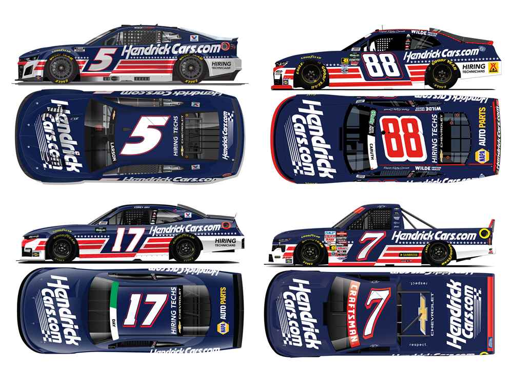 HendrickCars.com Patriotic 4-Car Set 1:64 Nascar Diecast
