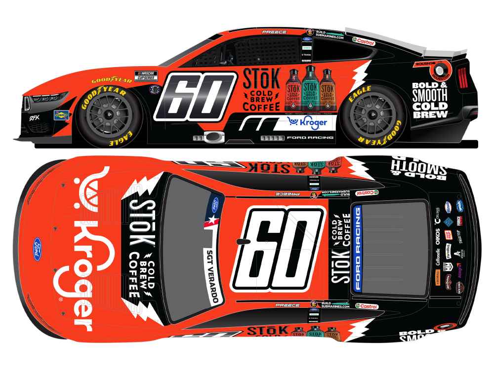 Ryan Preece 2026 Kroger/Stok Cold Brew Coffee 1:24 Color Chrome Nascar Diecast - FOIL NUMBER DIECAST