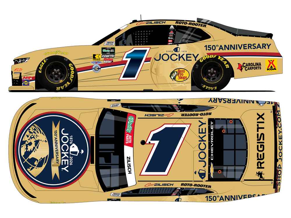 Connor Zilisch 2026 Jockey 150th Aniversary 1:24 Nascar Diecast - FOIL NUMBER CAR - O'Reilly Auto Parts Series